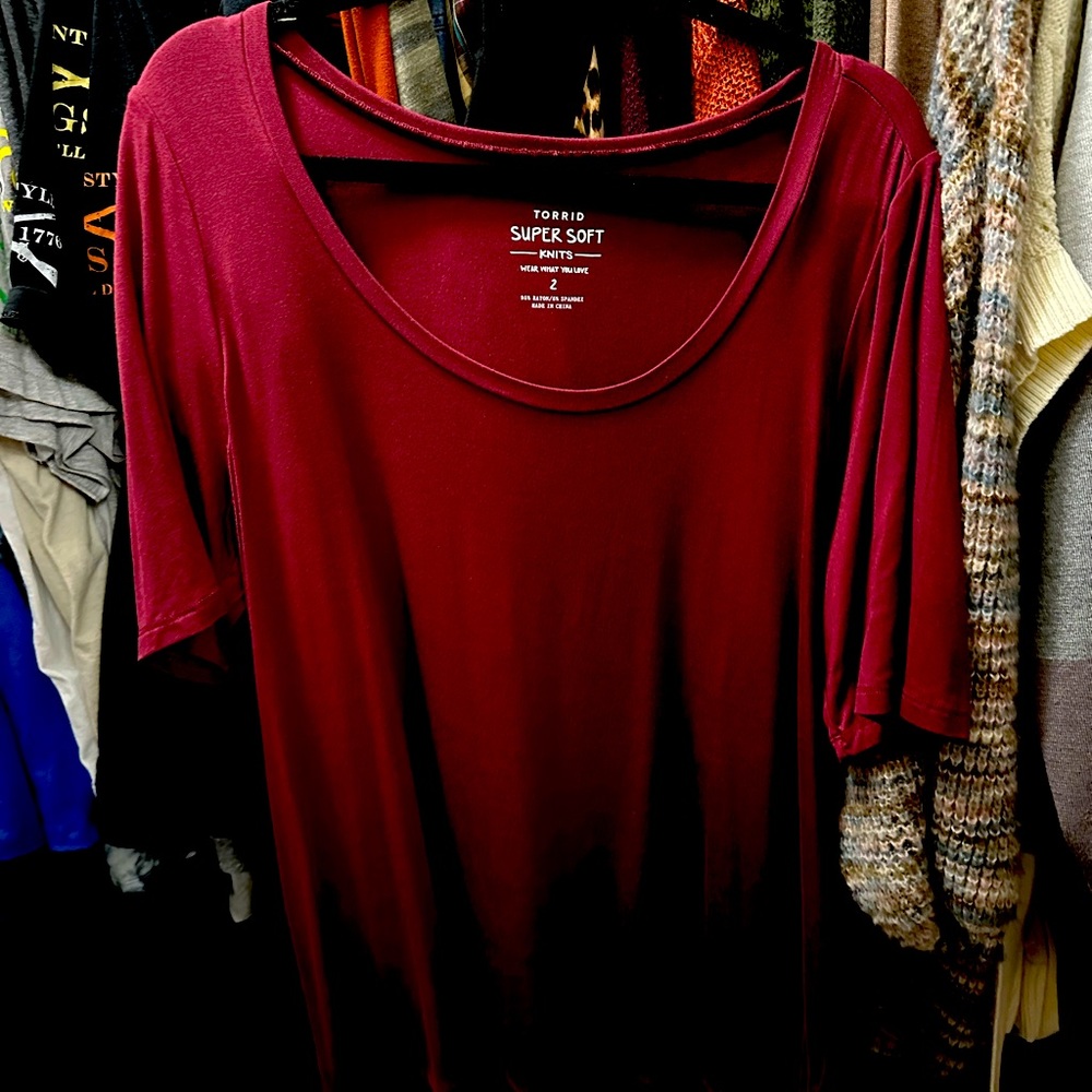 Torrid Super Soft Knits Size 2 Elbow-Sleeve Stretchy Top
